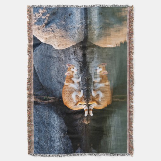 Cat Reflection in Pond Water Funny Foto - Decke (Vorderseite Vertikal)