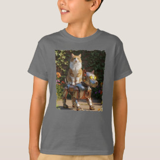 Cat Reiten mit seinem treuen Roboter Hund! T-Shirt