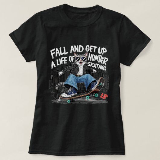 Cat Reiten Skateboard Grafik tee Funny kitty cat (Design vorne)