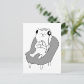 Cat Relaxing Musik auf Kopfhörern hören Postkarte (Stehend Vorderseite)