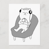 Cat Relaxing Musik auf Kopfhörern hören Postkarte (Vorderseite)