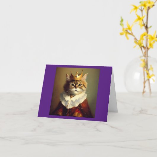 Cat Renaissance King Karte (Gelbe Blume)