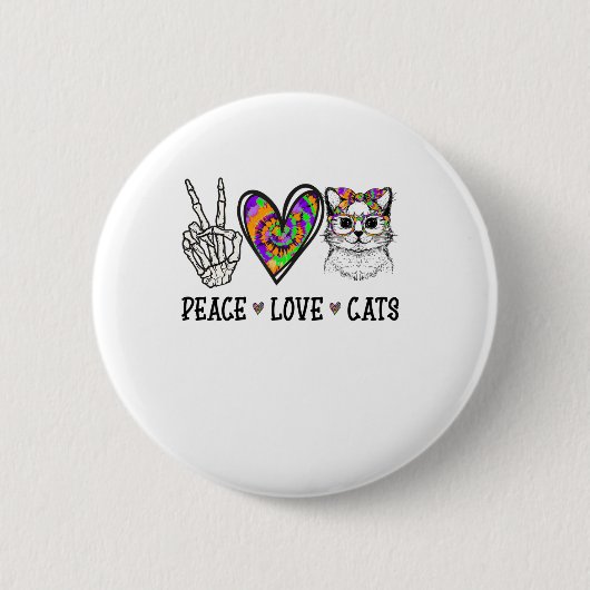 Cat Rescue Gefärbte Krawatte Peace Liebe Cats Hall Button (Vorderseite)