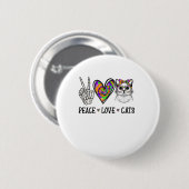 Cat Rescue Gefärbte Krawatte Peace Liebe Cats Hall Button (Vorne & Hinten)