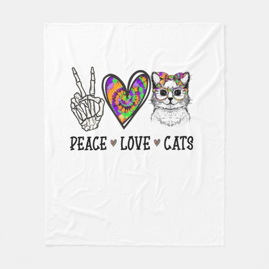Cat Rescue Gefärbte Krawatte Peace Liebe Cats Hall Fleecedecke (Vorderseite)
