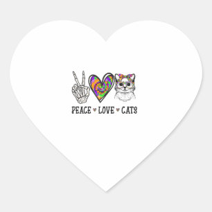 Cat Rescue Gefärbte Krawatte Peace Liebe Cats Hall Herz-Aufkleber