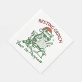 Cat Resting Grinch Face in Progress Holiday  Serviette (Ecke)