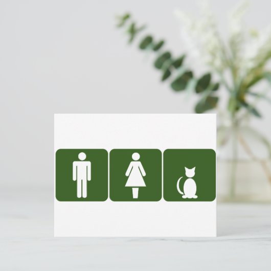 Cat Restroom Postkarte (Stehend Vorderseite)