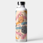 Cat Retro Minimalistisch Modern Personalisiert Trinkflasche (Rechts)