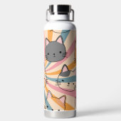 Cat Retro Minimalistisch Modern Personalisiert Trinkflasche (Rückseite)
