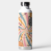 Cat Retro Minimalistisch Modern Personalisiert Trinkflasche (links)