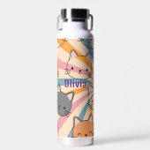 Cat Retro Minimalistisch Modern Personalisiert Trinkflasche (Vorne)