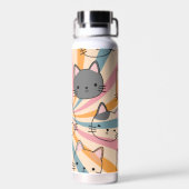 Cat Retro Minimalistisch Modern Personalisiert Trinkflasche (Rückseite)