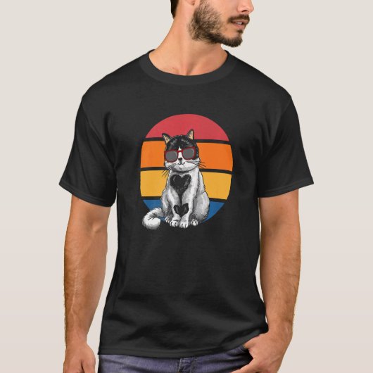 Cat Retro Sunset Cat Sunset I Cat T-Shirt (Vorderseite)