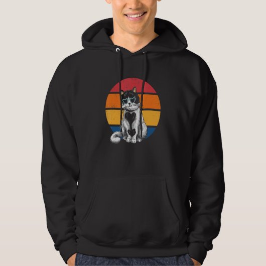 Cat Retro Sunset Cat Sunset I Retro Cat Hoodie (Vorderseite)