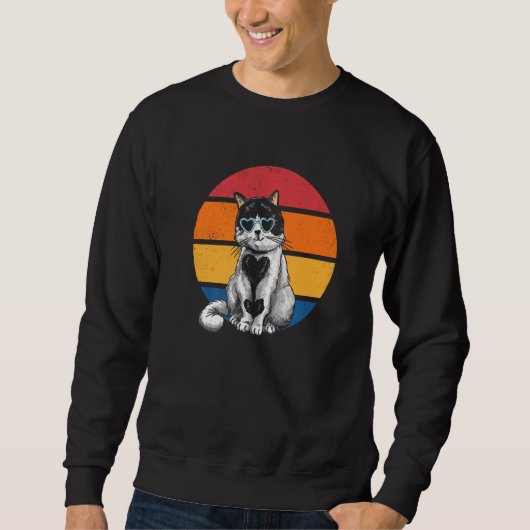 Cat Retro Sunset Cat Sunset I Retro Cat Sweatshirt (Vorderseite)
