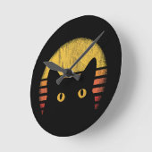 Cat Retro Vintage Runde Wanduhr (Winkel)