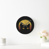 Cat Retro Vintage Runde Wanduhr (Zuhause)