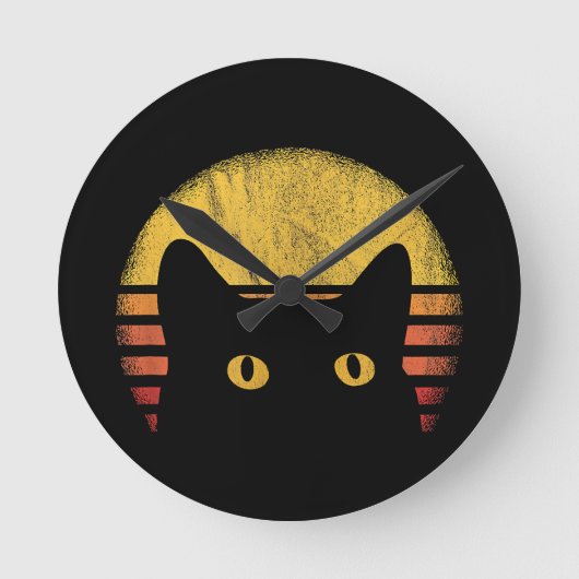 Cat Retro Vintage Runde Wanduhr (Vorderseite)