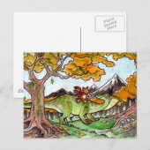 Cat Rides a Dinosaur Postkarte (Vorne/Hinten)