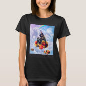 Cat Riding Bear On Clouds And Waffles T-Shirt (Vorderseite)