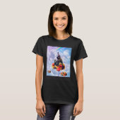 Cat Riding Bear On Clouds And Waffles T-Shirt (Vorne ganz)