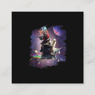 Cat Riding Chicken Turtle Panda Llama Unicorn Quadratische Visitenkarte