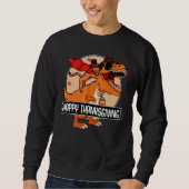 Cat Riding Dinosaur Happy Thanksgiving Day Cute re Sweatshirt (Vorderseite)