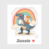 Cat Riding Dinosaur T-Rex Kitten Rainbow Dino Funn Aufkleber (Blatt)