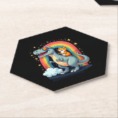 Cat Riding Dinosaur T-Rex Kitten Rainbow Dino Funn Untersetzer (angewinkelt)