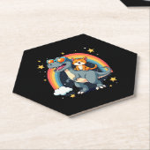 Cat Riding Dinosaur T-Rex Kitten Rainbow Dino Funn Untersetzer (angewinkelt)