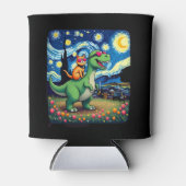 Cat Riding Dinosaur T-Rex Starry Night Cat Lover ( Dosenkühler (Vorderseite)