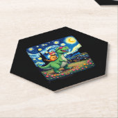 Cat Riding Dinosaur T-Rex Starry Night Cat Lover ( Untersetzer (angewinkelt)
