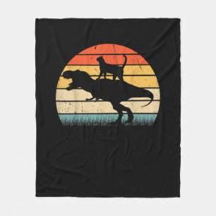 Cat Riding Dinosaur Vintag Retro Funny Graphen An Fleecedecke