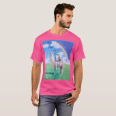 Cat Riding Llama Unicorn Rainbow Ufo T-Shirt (Vorne ganz)