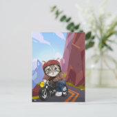 Cat Riding Motorrad auf der Bergstraße Postkarte (Stehend Vorderseite)