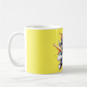 Cat Riding on Unicorn Robot Yellow Kaffeetasse (Links)