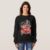 Cat Riding Red Truck Weihnachtsbaum Katze Weihnach Sweatshirt (Vorne ganz)