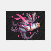 Cat Riding T Rex Dinosaurier. Brustkrebs-Bewusstse Fleecedecke (Vorderseite (Horizontal))