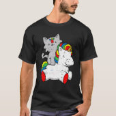 Cat Riding Unicorm Autismus Bewusstsein Niedlich P T-Shirt (Vorderseite)