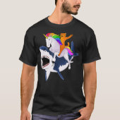 Cat Riding Unicorn Riding Shark Geschenk  T-Shirt (Vorderseite)