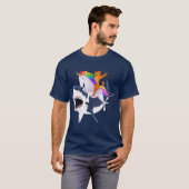Cat Riding Unicorn Riding Shark Geschenk T-Shirt (Vorne ganz)