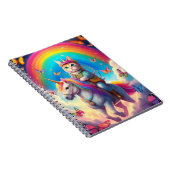 Cat Riding Unicorn with Rainbows and Butterflies Notizblock (Rechte Seite)