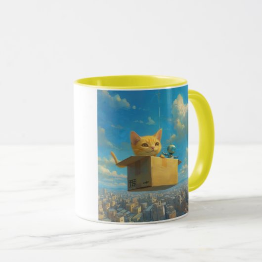 Cat & Robot Flying Coffee/Tee-Tasse Tasse (VorderseiteRechts)