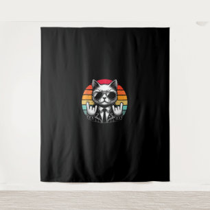 Cat Rock and Roll Music for Men Women Kids Retro C Wandteppich