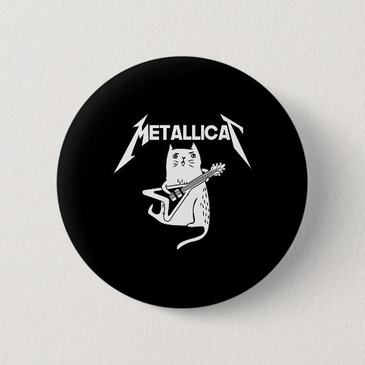 Cat Rock Band Gitarre Spaß Weihnachtsgeschenk Button (Vorderseite)