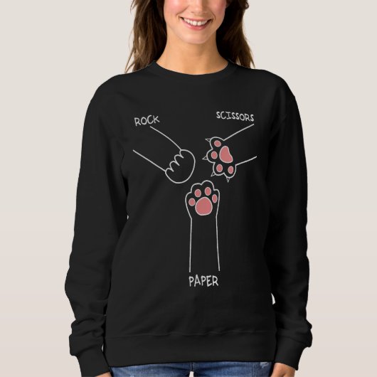 Cat Rock Paper Scissors Hand Game Cute Paw Cat Sweatshirt (Vorderseite)