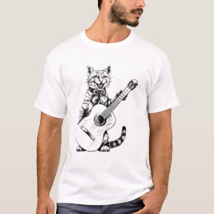 Cat Rocker Funny Kitty Plays Guitar Funny Cats Gui T-Shirt