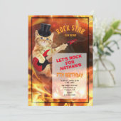 Cat Rockstar Coole Einladung (Stehend Vorderseite)