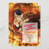 Cat Rockstar Coole Einladung (Vorne/Hinten)
